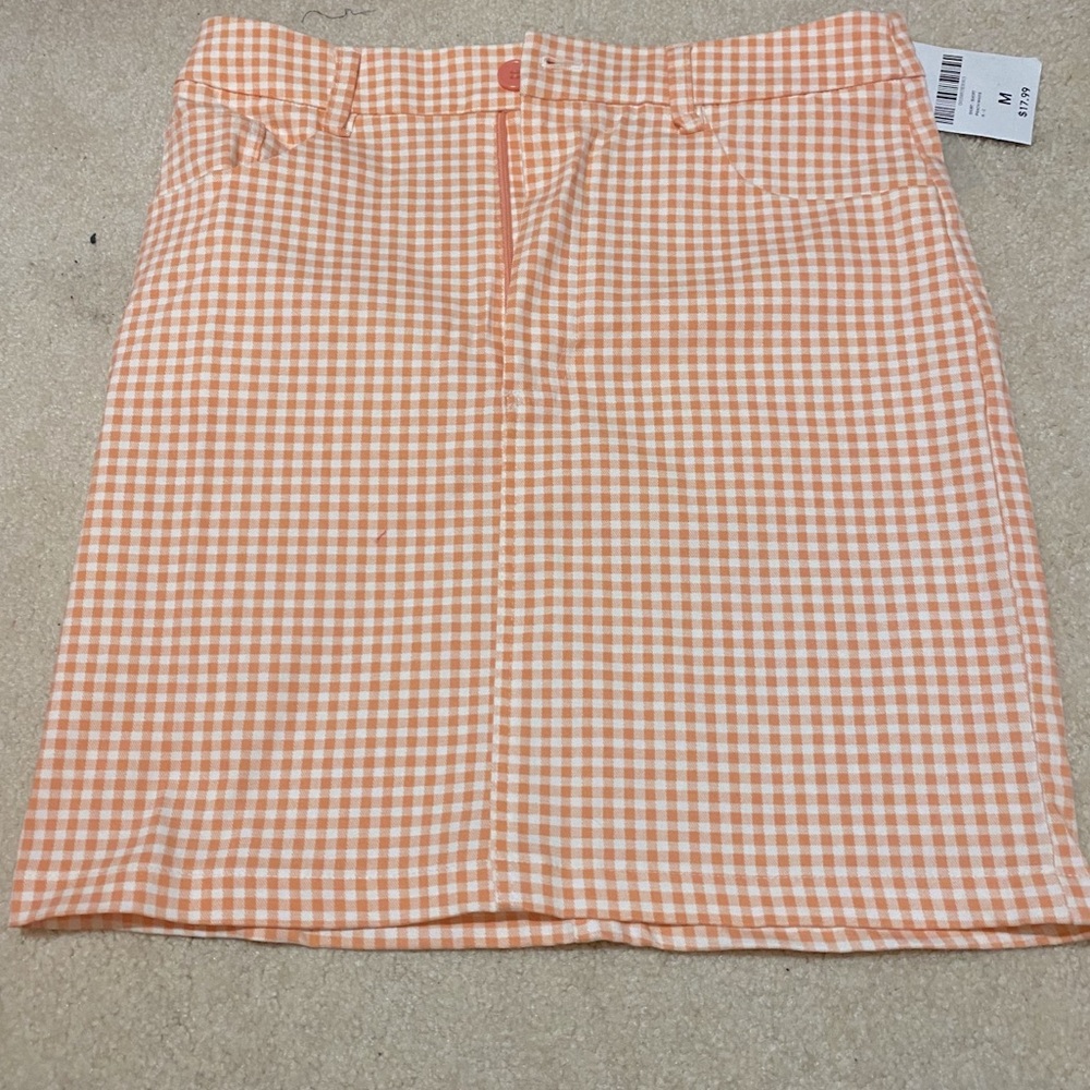 Forever 21 Coral & White Gingham Mini Skirt